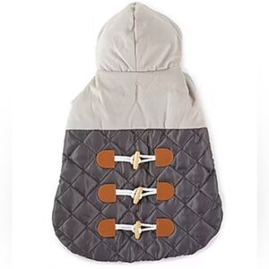 Paw & Tail Quilted Diamond Hooded Dog Jacket - small - gray